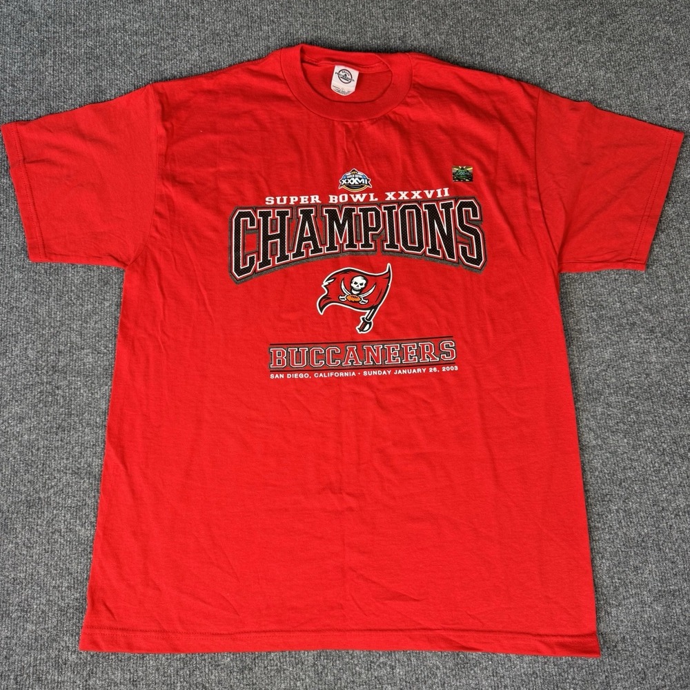 Vintage Tampa Bay Buccaneers Super Bowl XXXVII 37 Champions Shirt L NWOT